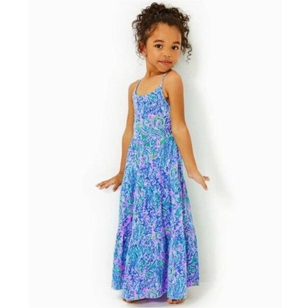 Lilly Pulitzer Girls Harleigh Maxi Dress Floral Printed Sleeveless S 4-5 287004